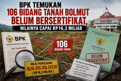 BPK Temukan 106 Bidang Tanah Bolmut Belum Bersertifikat, Nilainya Capai Rp16,3 Miliar BPK Temukan 106 Bidang Tanah Bolmut Belum Bersertifikat, Nilainya Capai Rp16,3 Miliar